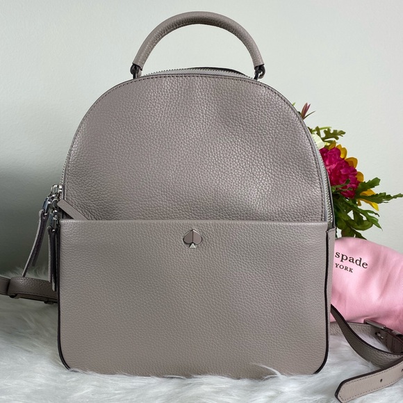 🔥SALE🔥 KATE SPADE TAUPE MEDIUM LEATHER BACKPACK - Picture 4 of 8